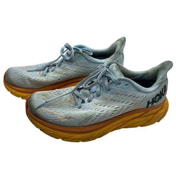HOKA Women's Clifton 8 Blue and Orange Size 7.5 - Picture 1 of 6